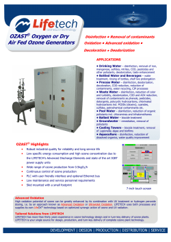 OZAST Oxygen or Dry Air Fed Ozone Generators