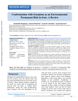 Confrontation With Scorpions As an Environmental Permanent Risk