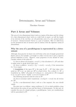 Determinants, Areas and Volumes