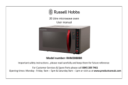20 Litre microwave oven User manual Model number: RHM2080BR