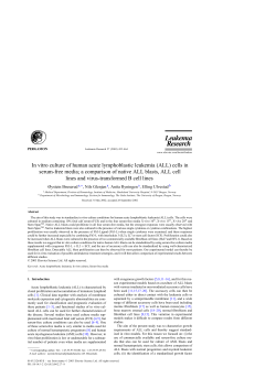 In vitro culture of human acute lymphoblastic leukemia (ALL) cells in