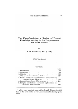 a Review of Present Knowledge relating to the Trypanosomes and