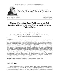 Biochar: Promoting Crop Yield, Improving Soil Fertility, Mitigating