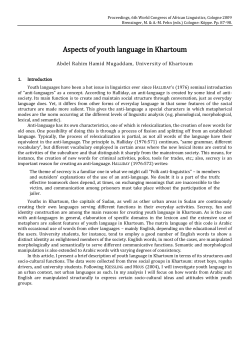 Aspects of youth language in Khartoum