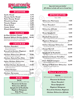 CHICKEN Pasta Combos S A L A D S SPECIALTIES