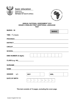 ANNUAL NATIONAL ASSESSMENT 2015 GRADE 4 ENGLISH