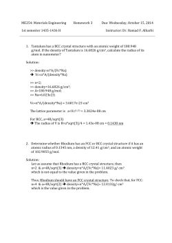 ME254: Materials Engineering Homework 3 Due: Wednesday