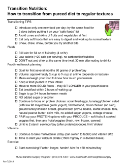 How to transition from pureed diet to regular textures