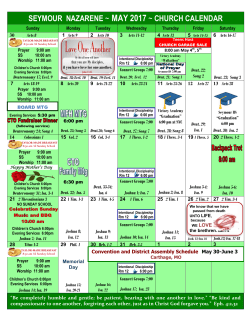 SEYMOUR NAZARENE ~ MAY 2017 ~ CHURCH CALENDAR