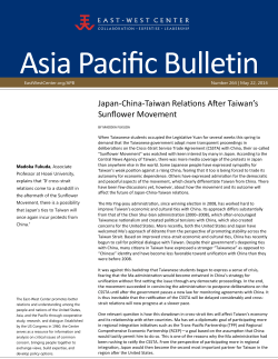 Japan-China-Taiwan Relations After Taiwan`s - East