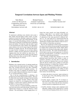 Temporal Correlations between Spam and Phishing Websites