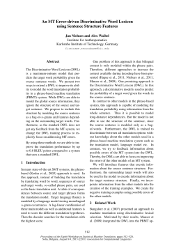 An MT Error-Driven Discriminative Word Lexicon using Sentence
