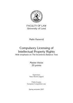 Compulsory Licensing of Intellectual Property Rights