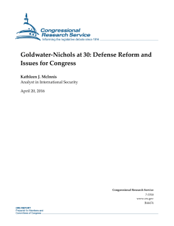 Goldwater-Nichols at 30: Defense Reform and Issues for Congress