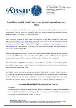 Summary of Draft BBBEE FSC Codes of Good Practice