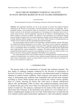 ANALYSIS OF SEDIMENT PARTICLE VELOCITY IN WAVE MOTION