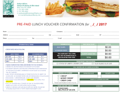 PRE-PAID LUNCH VOUCHER CONFIRMATION for