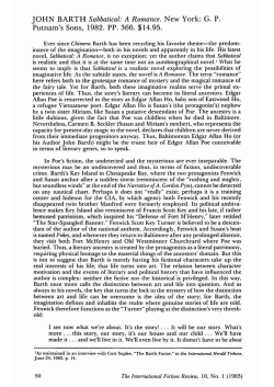 JOHN BARTH Sabbatical: A Romance. New York: G. P.