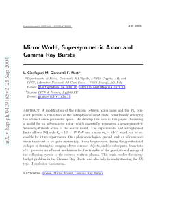 Mirror World, Supersymmetric Axion and Gamma Ray Bursts