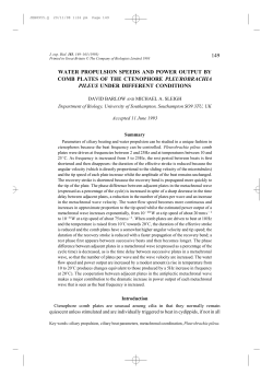 149 water propulsion speeds and power output by comb plates of