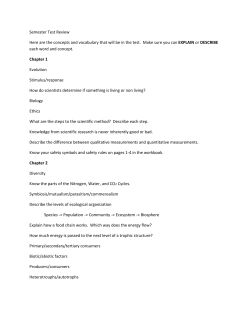 Semester Test Review Here are the concepts and vocabulary that
