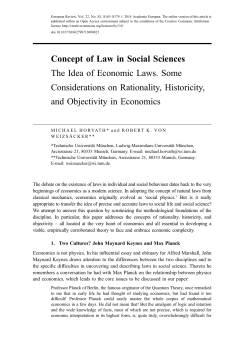 Concept of Law in Social Sciences The Idea of Economic