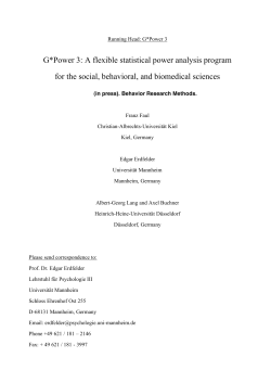 G*Power 3: A flexible statistical power analysis program for the