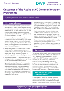 Outcomes of the Active at 60 Community Agent