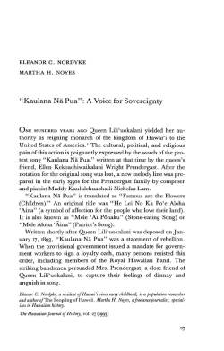 Kaulana Na Pua": A Voice for Sovereignty