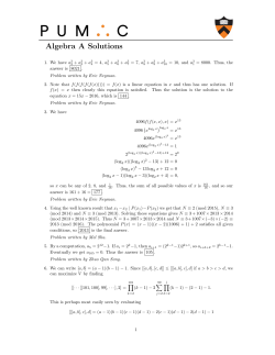 Algebra A - PUMaC 2016