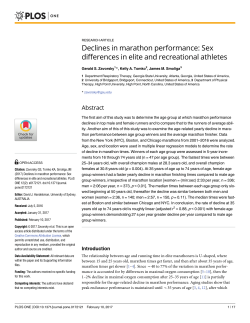 Declines in marathon performance: Sex differences in elite and