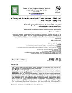 A Study of the Antimicrobial Effectiveness of Diluted Antiseptics in