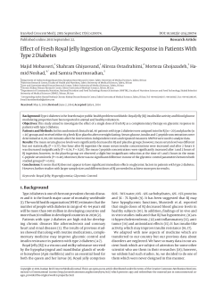 Effect of Fresh Royal Jelly Ingestion on Glycemic Response in