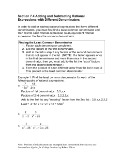 Section 7.4 Adding and Subtracting Rational Expressions with