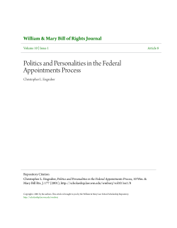 Politics and Personalities in the Federal Appointments Process