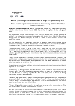 Nissan sponsors global cricket events in major ICC partnership deal
