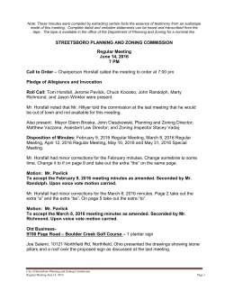 STREETSBORO PLANNING AND ZONING COMMISSION Regular