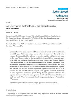 An Overview of the First Use of the Terms Cognition