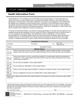 Health Information Form - Office of International Affairs