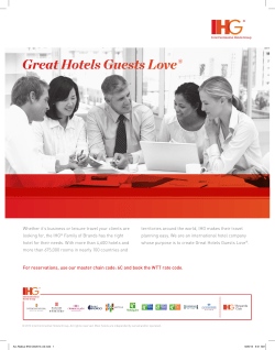 For reservations, use our master chain code: 6C and