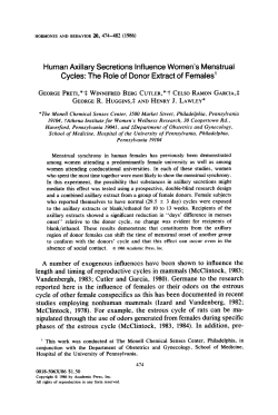 Human Axillary Secretions Influence Women`s Menstrual Cycles: The