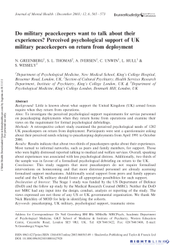 Do military peacekeepers want to talk about their experiences