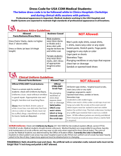 Dress Code for USA COM Medical Students