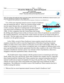 Oil and the Middle East: Read and Respond Two of the most