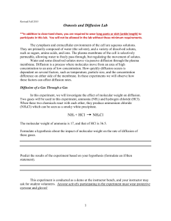Osmosis and Diffusion Lab NH3 + HCl NH 4Cl
