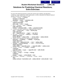 Solutions for Predicting Chemical Reactions, Extra Exercises