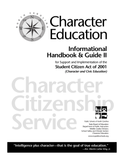 Character Education Handbook - North Carolina Public Schools