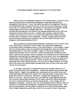 A Changing Paradigm: Mexican Migration to the United States