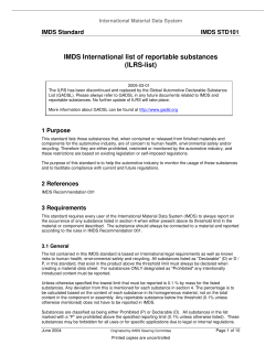 IMDS International list of reportable substances (ILRS