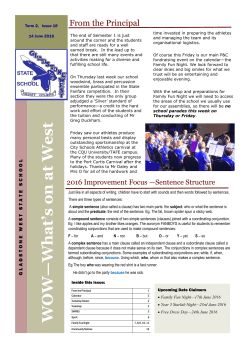 Newsletter 14.06.2016 - Gladstone West State School